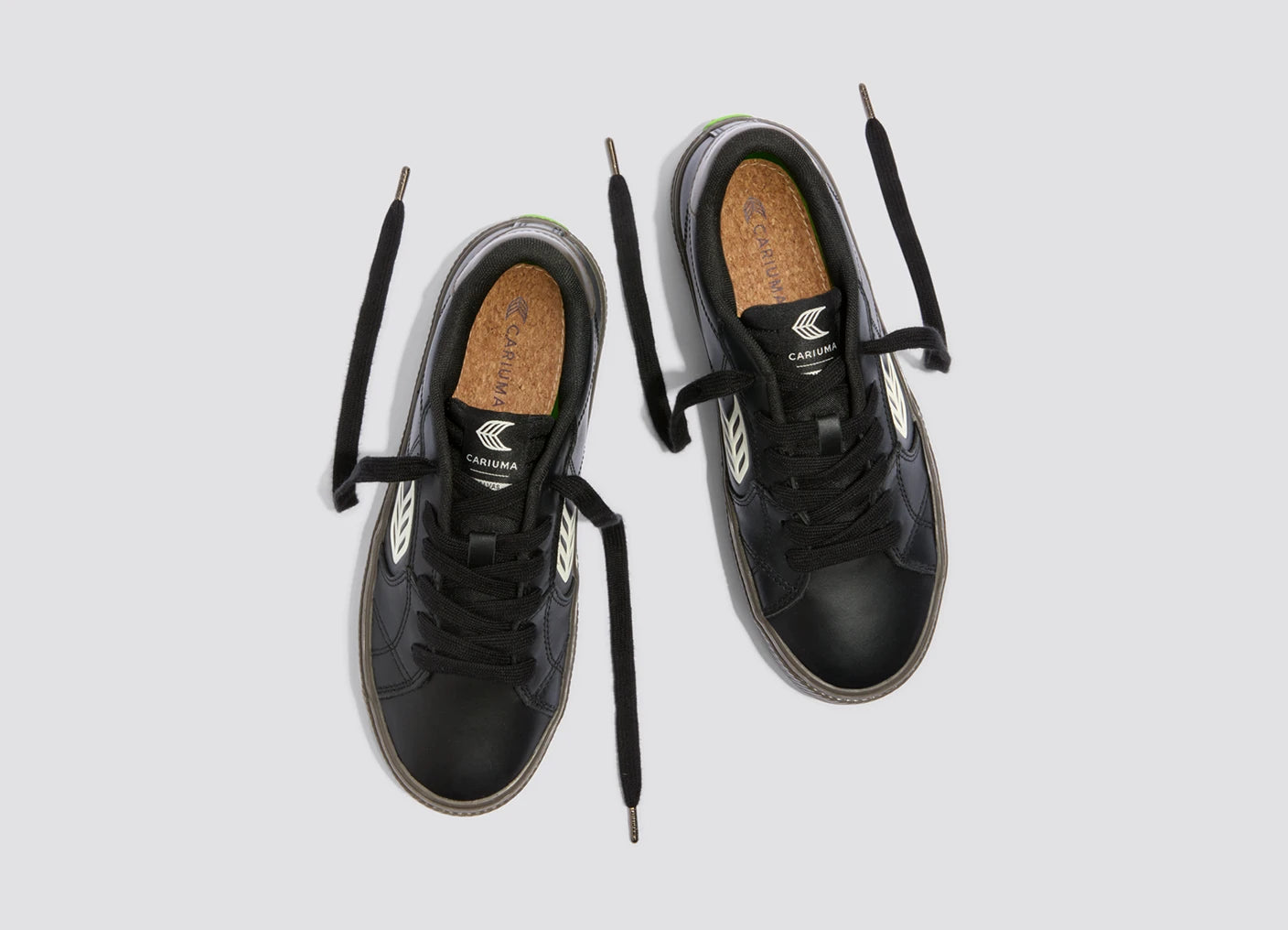 SALVAS Black and Teak Leather Ivory Logo Sneaker