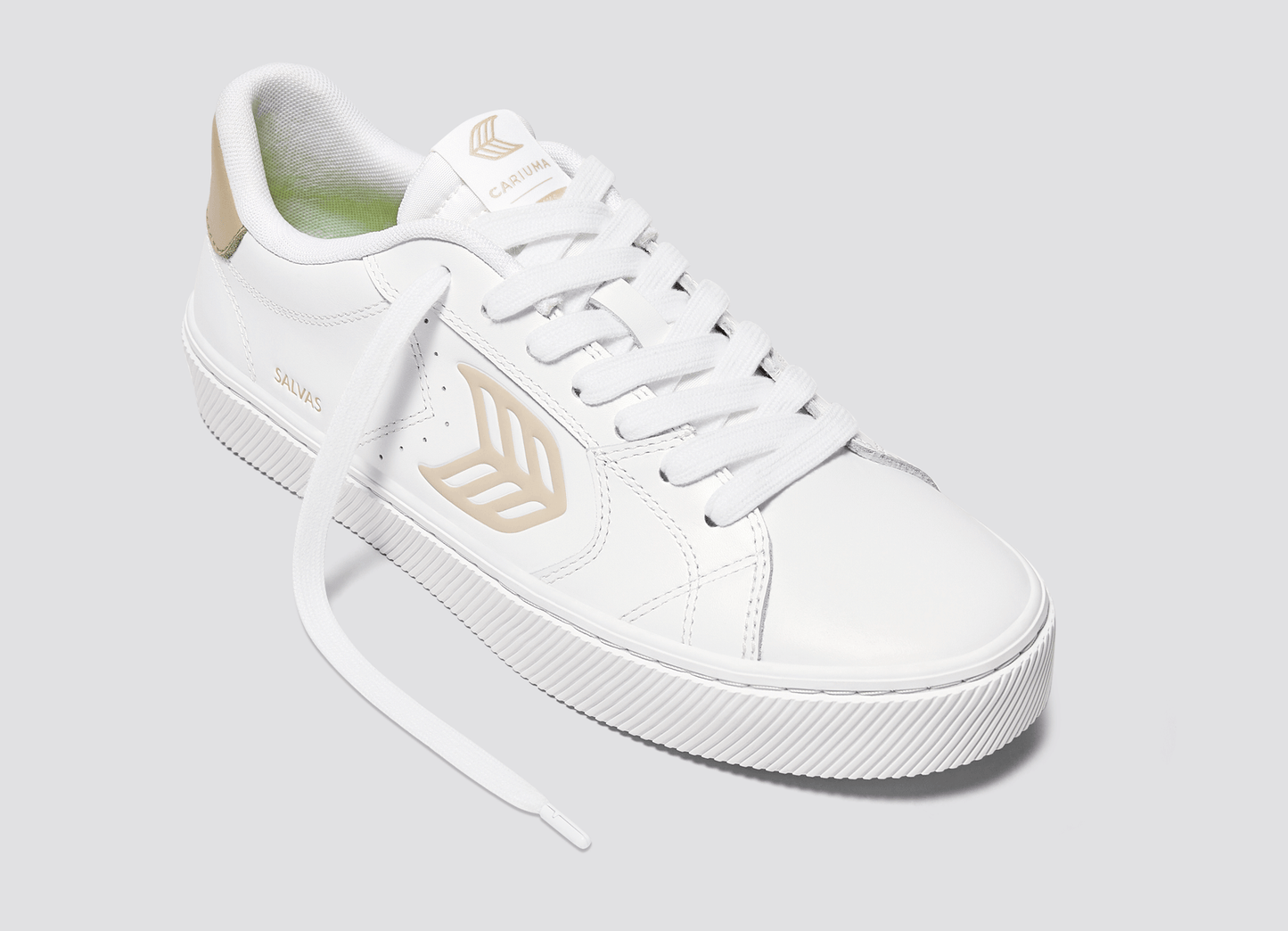 SALVAS White Leather Shifting Sand Logo Sneaker