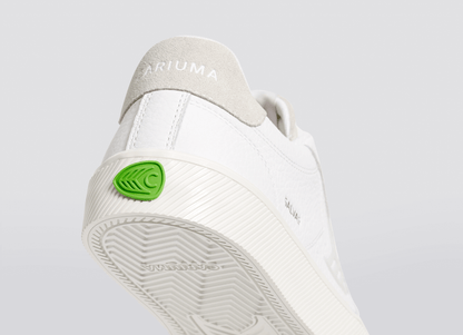 SALVAS White Premium Leather Vintage White Suede Ice Logo Sneaker