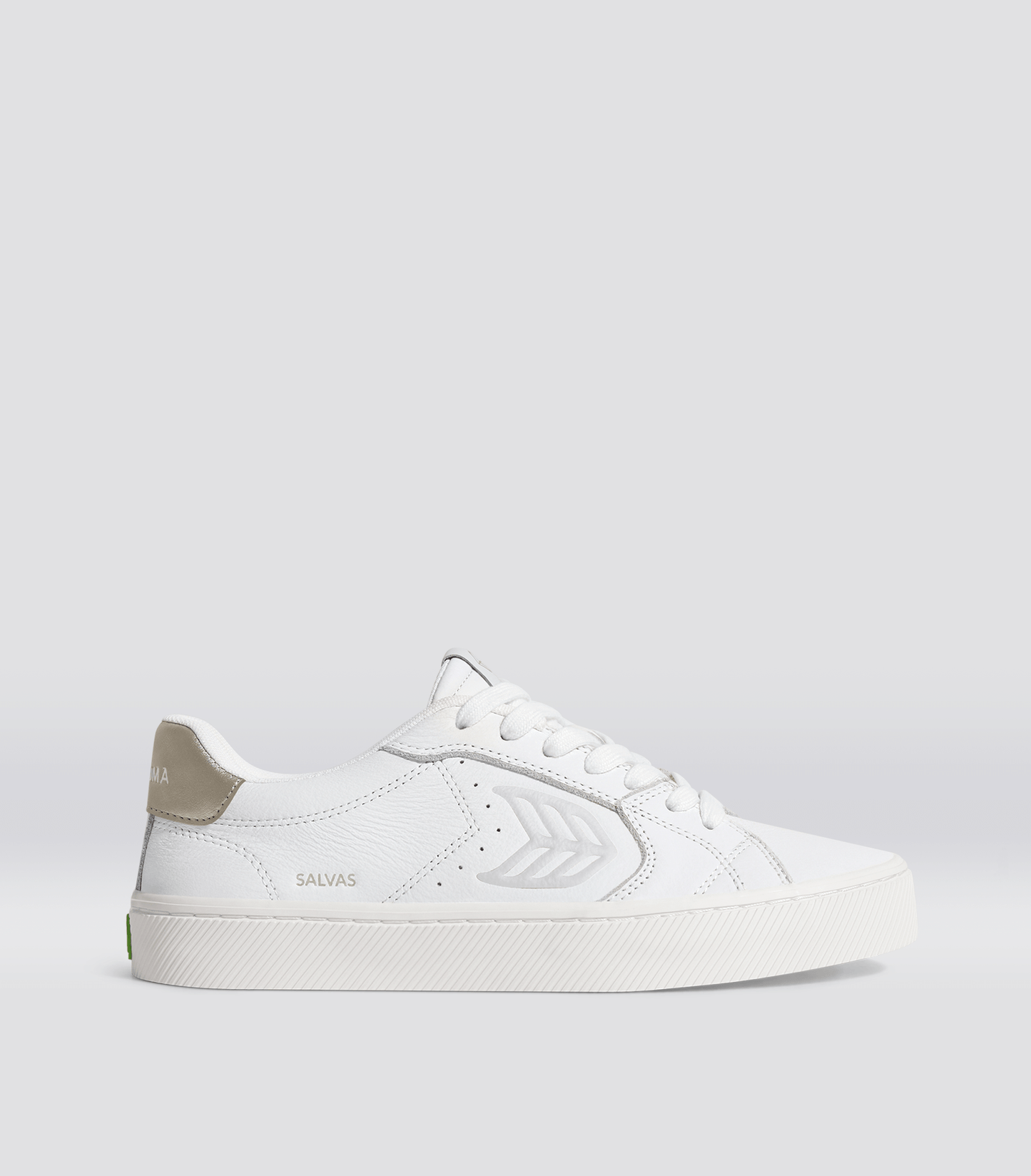 SALVAS White Premium Leather Ice Logo Metallic Gold Sneaker