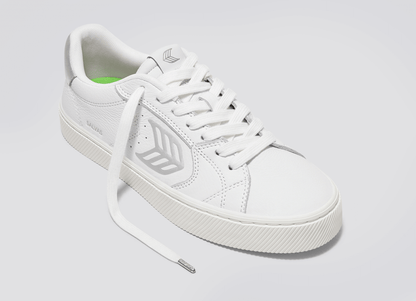 SALVAS White Premium Leather Silver Logo Sneaker