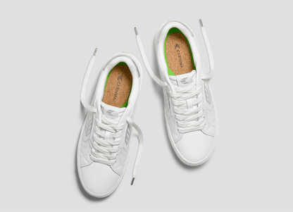 SALVAS White Premium Leather Silver Logo Sneaker