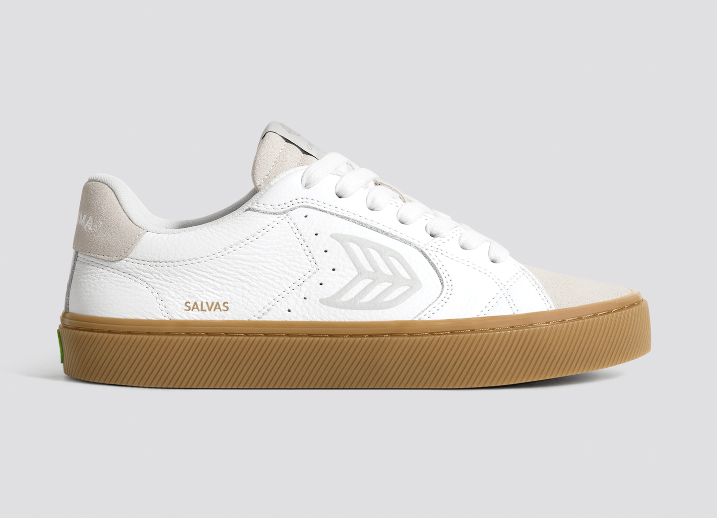 SALVAS Gum White Premium Leather Vintage White Suede Ice Logo Sneaker