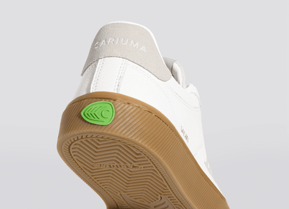 SALVAS Gum White Premium Leather Vintage White Suede Ice Logo Sneaker