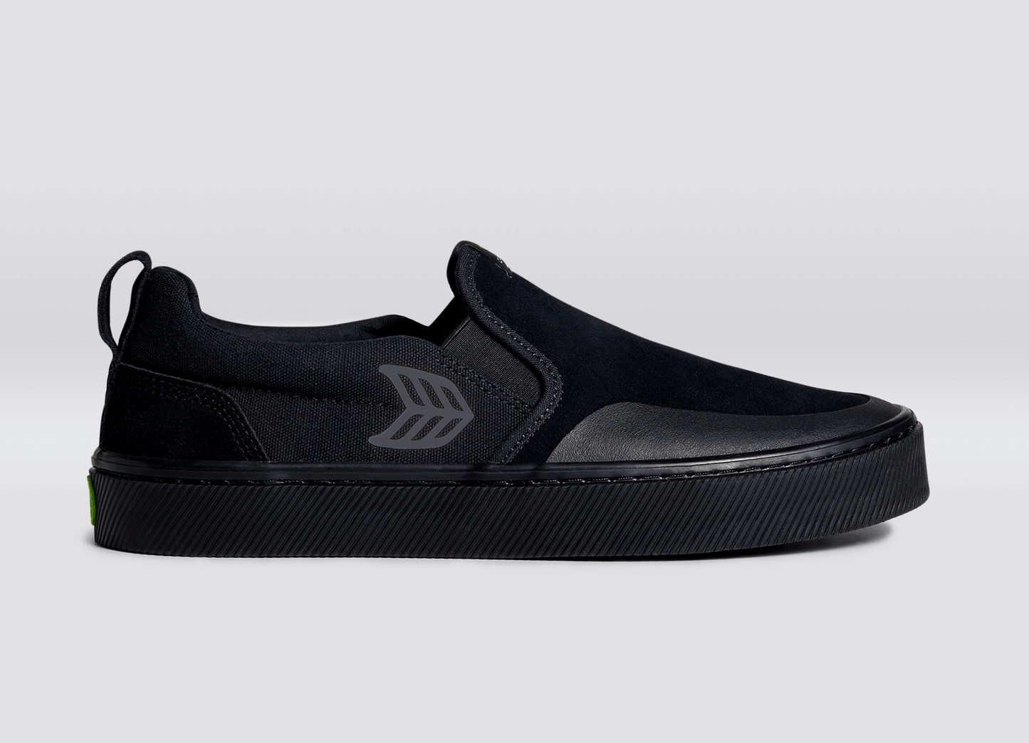 SLIP-ON PRO All Black Suede and Canvas Ash Grey Logo Sneaker