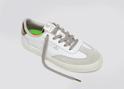 TOCA White Premium Leather Vintage White Suede Metallic Gold Sneaker