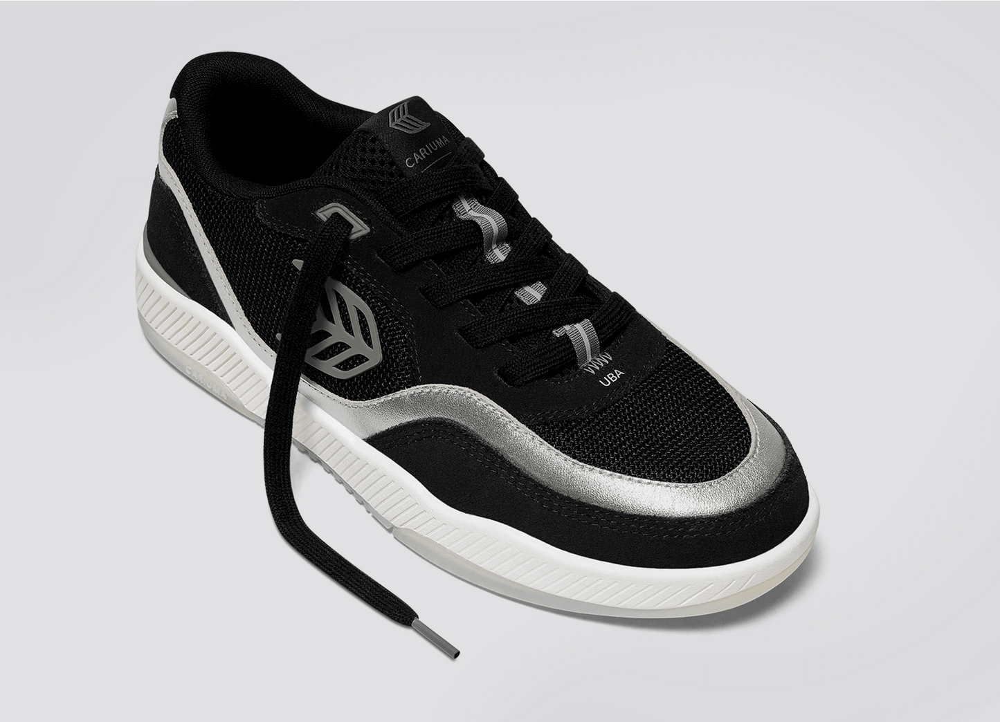 UBA Black Suede and Mesh Silver Accents Sneaker