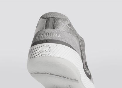 UBA Charcoal Grey Suede and Mesh Light Grey Logo Silver Accents Sneaker