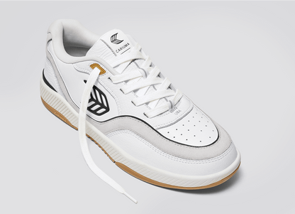 UBA Gum White Leather Black Logo Sneaker