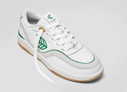 UBA Gum White Leather Green Logo Sneaker