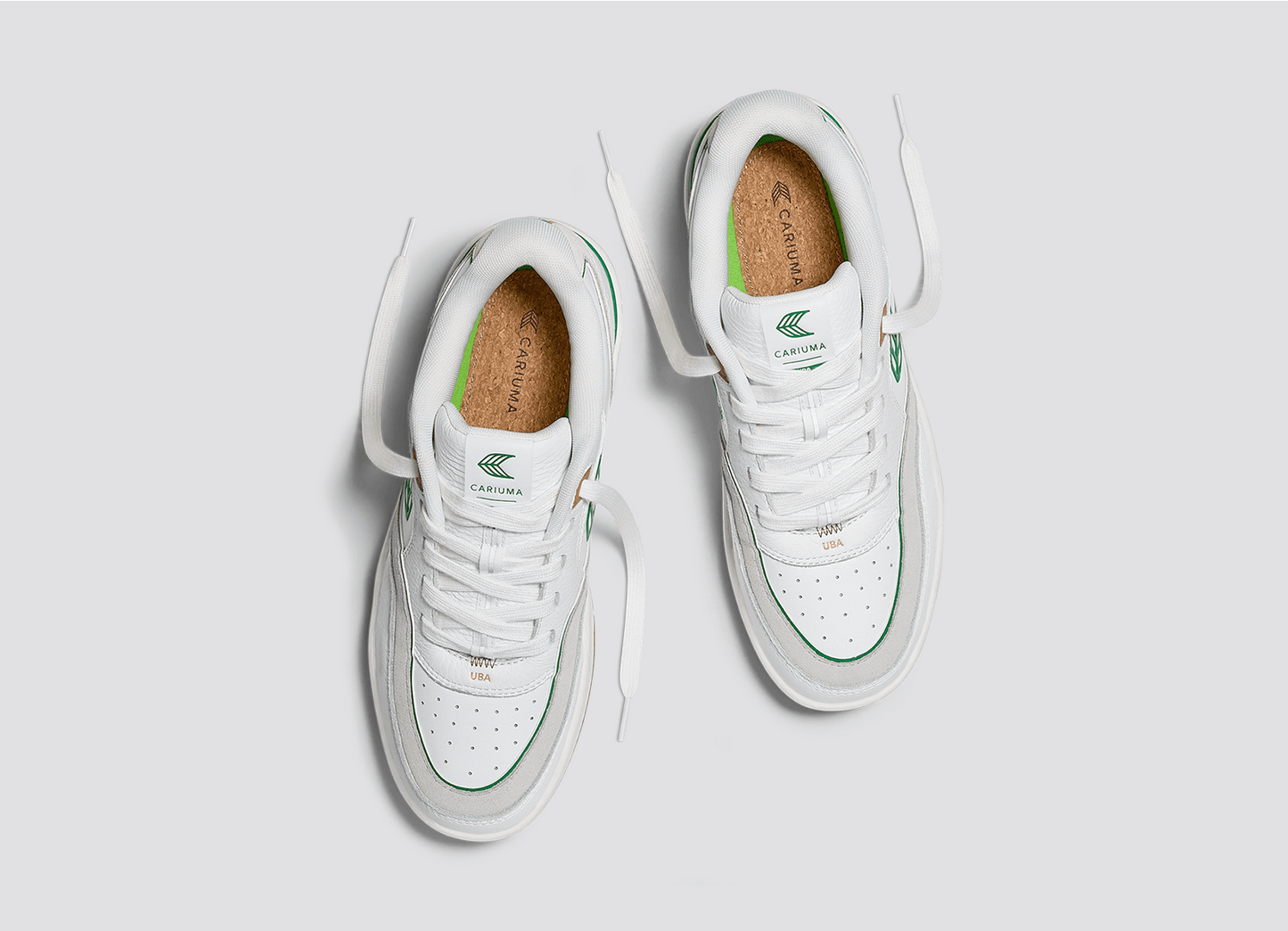 UBA Gum White Leather Green Logo Sneaker