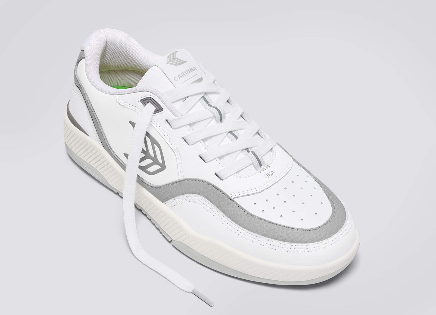 UBA White Premium Leather Onyx Grey Logo Sneaker