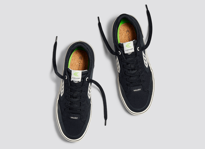 VALLELY PRO Black Suede and Cordura Ivory Logo Sneaker