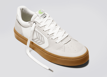 VALLELY PRO Gum Vintage White Suede Off-White Cordura Light Grey Logo Sneaker