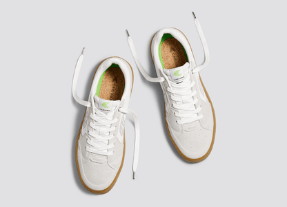 VALLELY PRO Gum Vintage White Suede Off-White Cordura Light Grey Logo Sneaker