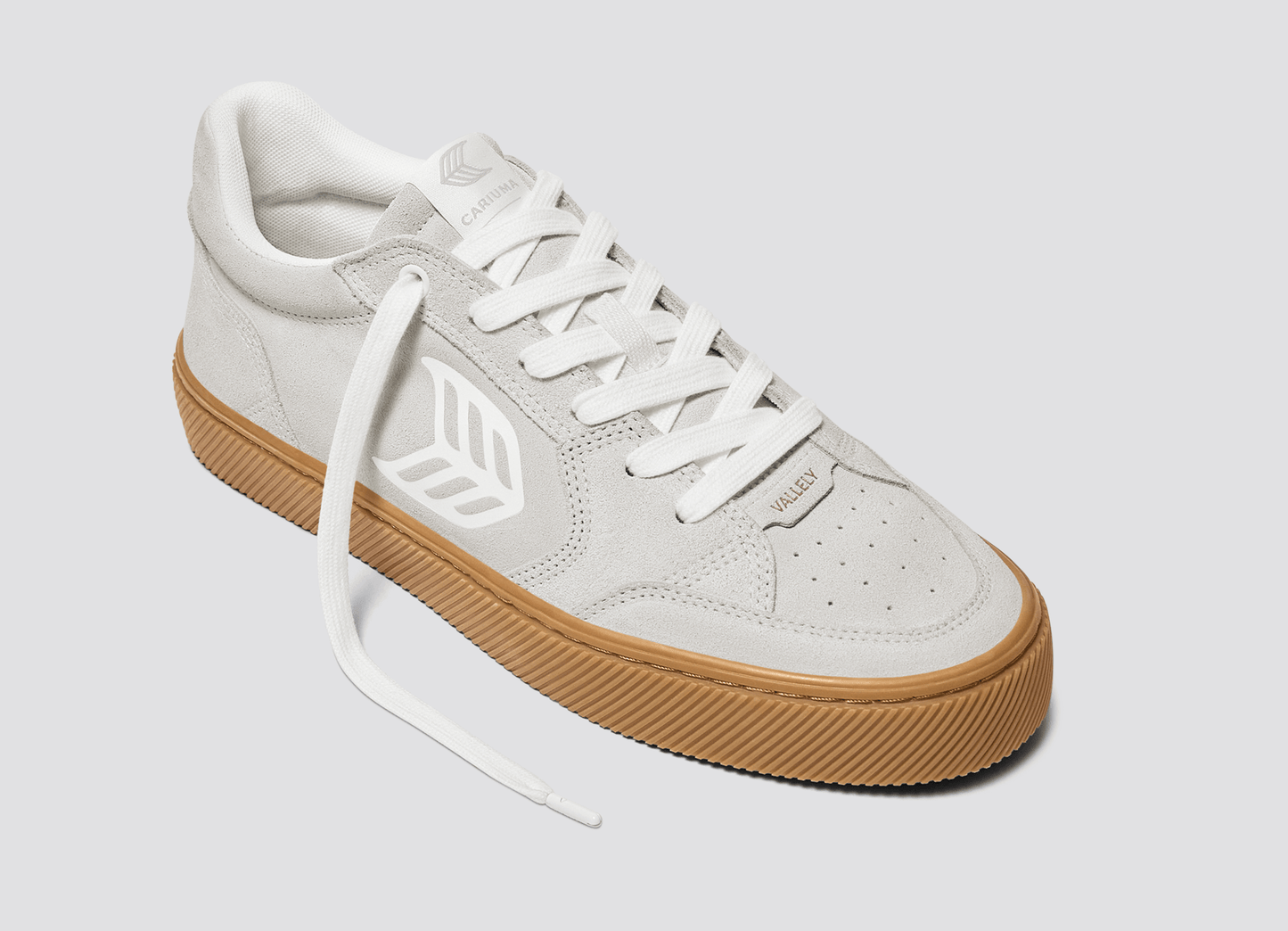 VALLELY Gum Smoke White Suede Off-White Logo Sneaker