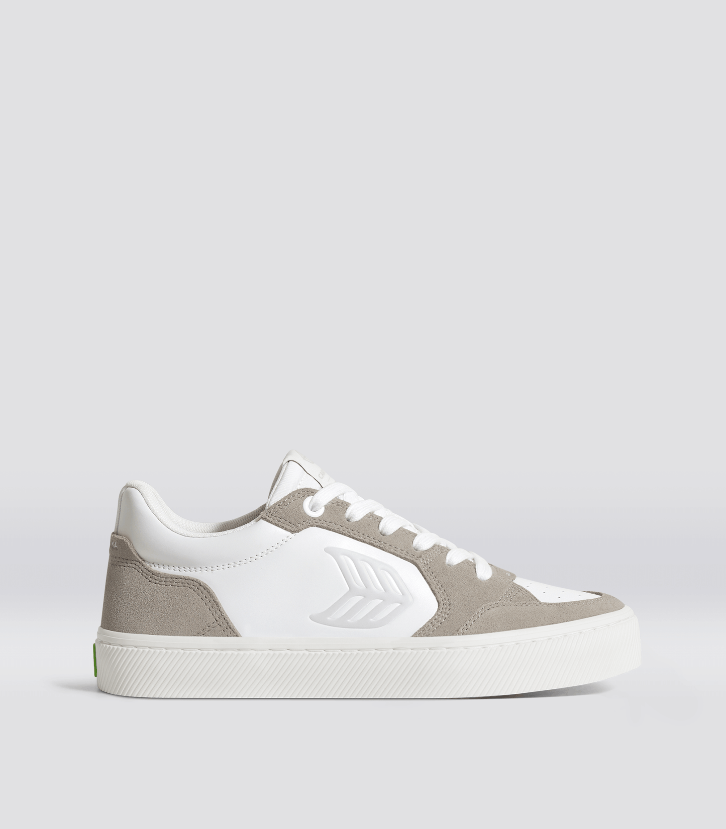 VALLELY White Leather Cloud Grey Suede Ice Logo Sneaker