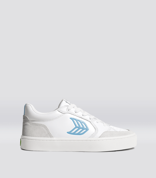 VALLELY White Leather Smoke White Suede Argentina Blue Logo Sneaker