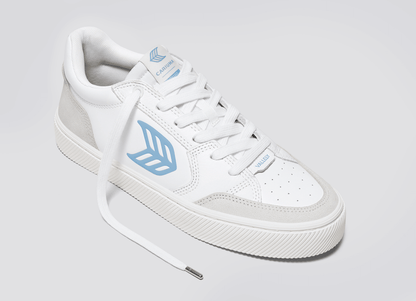 VALLELY White Leather Smoke White Suede Argentina Blue Logo Sneaker